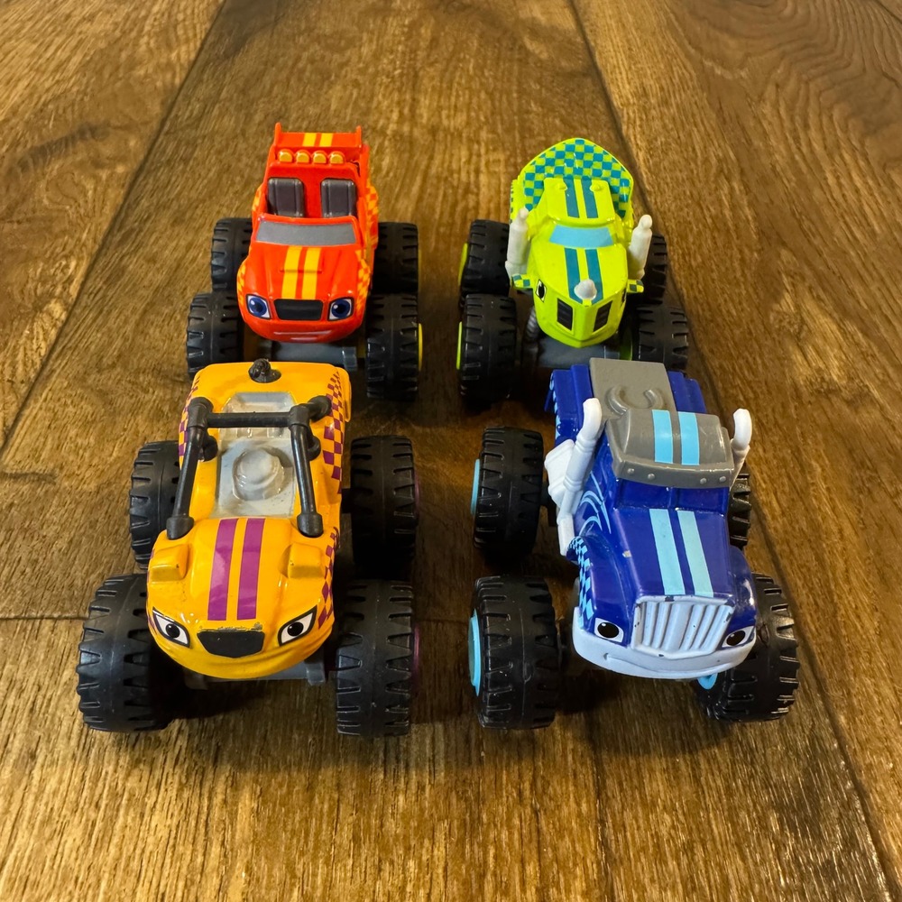 Blaze Monster Machines Racing Flag Diecast Truck Lot 4 Stripes Crusher Zeg Blaze